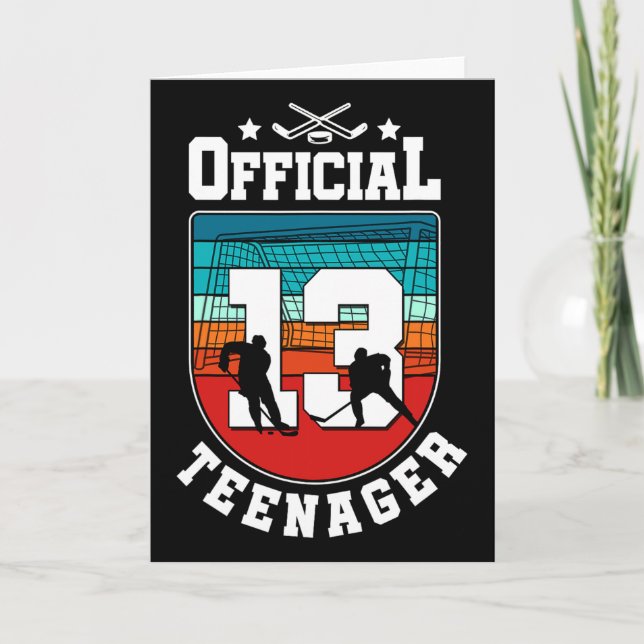 Cartão Official Teenager 13th Birthday 13 Year Boy Hockey (Frente)