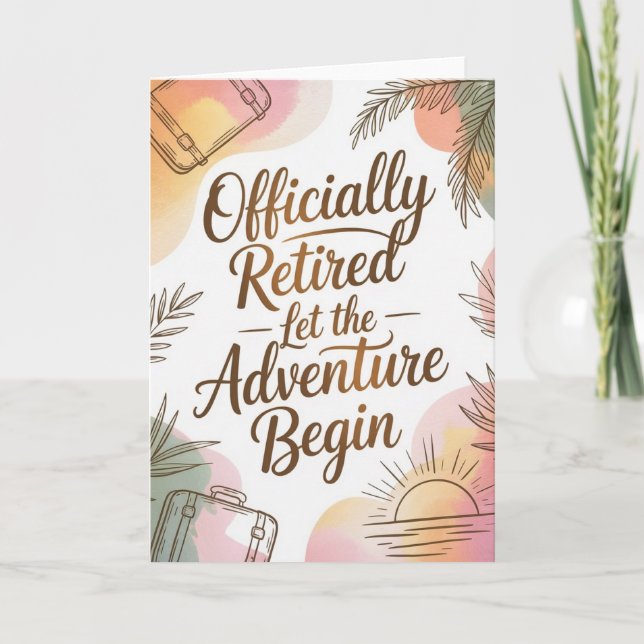 Cartão Officially Retired – Let the Adventure Begin (Frente)