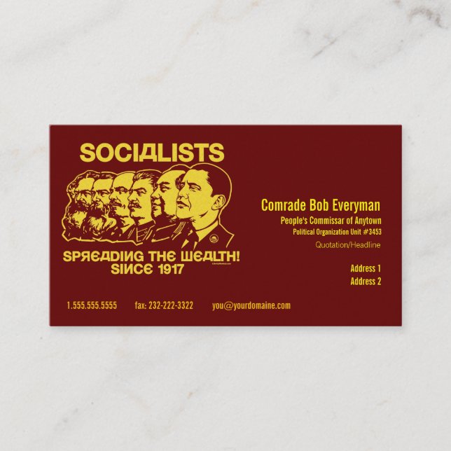 Cartão oficial do Commissar da peça de Obammunist (Frente)