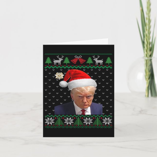Cartão Oficial Donald Trump Mug Shot No Natal Feio (Frente)