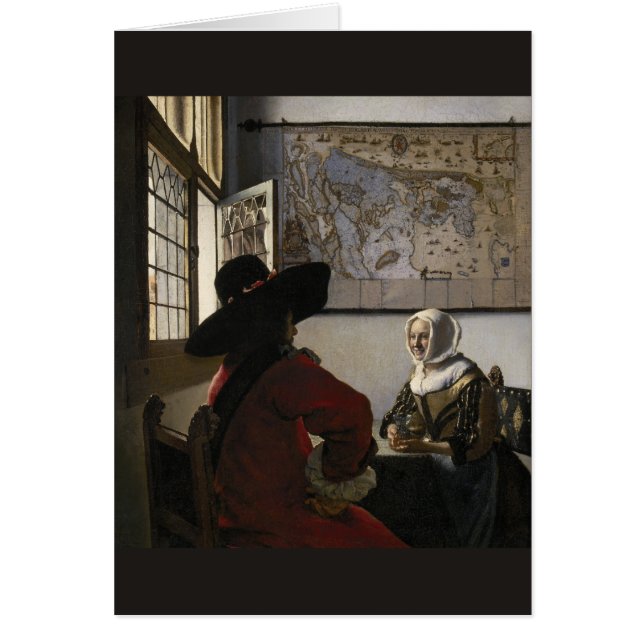 Cartão Oficial e menina de riso por Johannes Vermeer (Frente)