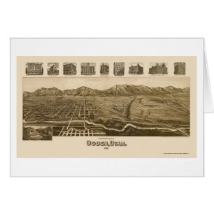Cartão Ogden, mapa panorâmico de UT - 1890