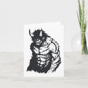Cartão Ogre Oni Yokai Japonês Outline Sticker