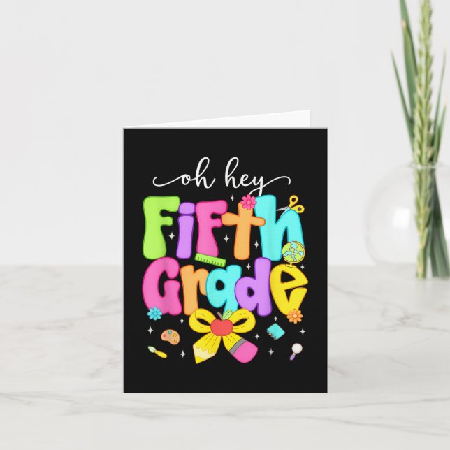 Cartão Oh, 5, Arco De Coquetes Feliz De Volta À Escola (Frente)