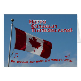 Cartão Oh acção de graças-bandeira Canadá-feliz