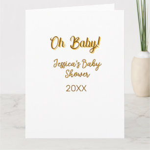 Cartão oh baby chá de bebê neutro laranja dourado n