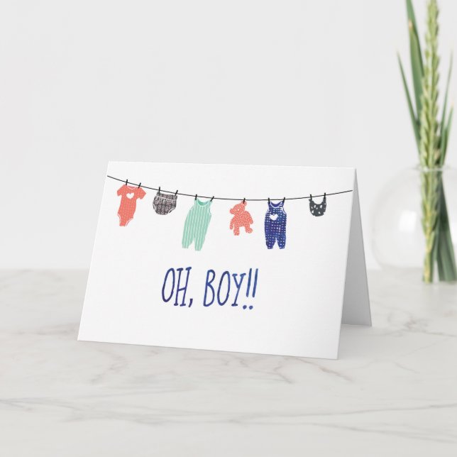 Cartão Oh, Boy! | Congratulations on baby greeting card (Frente)