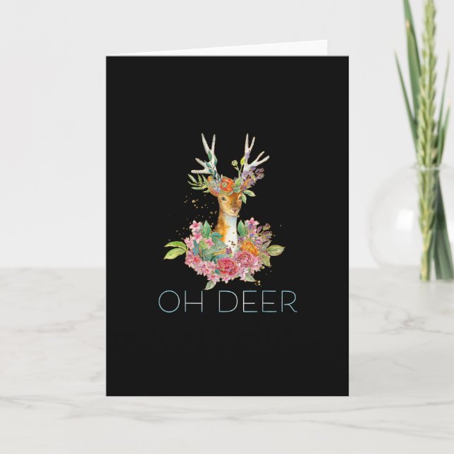 Cartão Oh Deer Cute Colorful Deer MinFolded Greeting Card (Frente)