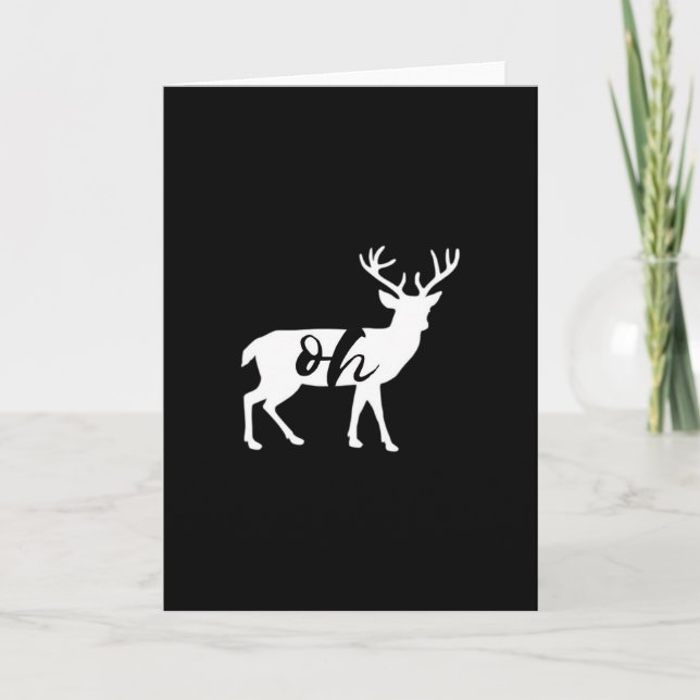 Cartão Oh Deer Design Monocromático Minimalista (Frente)