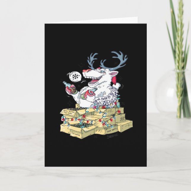 Cartão Oh Deer Drunk Reindeer CelebraFolded Greeting Card (Frente)