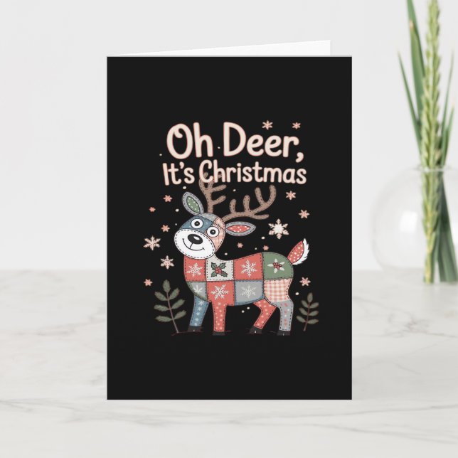 Cartão Oh Deer Its Christmas MiniaturFolded Greeting Card (Frente)