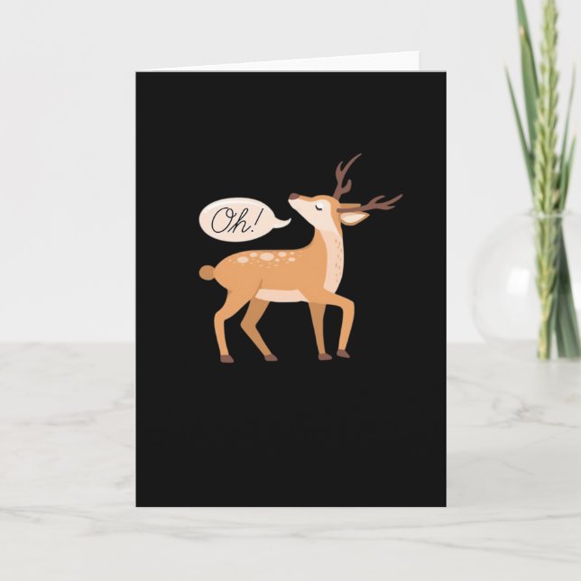 Cartão Oh Deer Minimal Clean AesthetiFolded Greeting Card (Frente)
