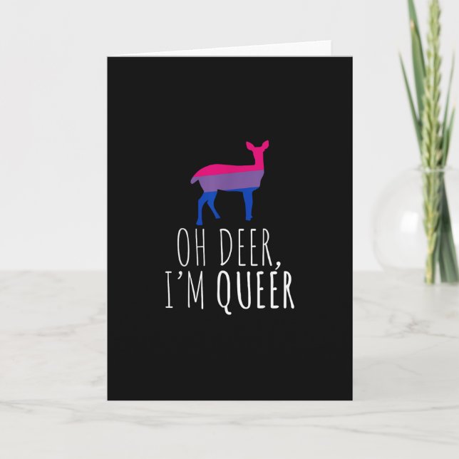 Cartão Oh Deer Queer Bisexual Pride GFolded Greeting Card (Frente)