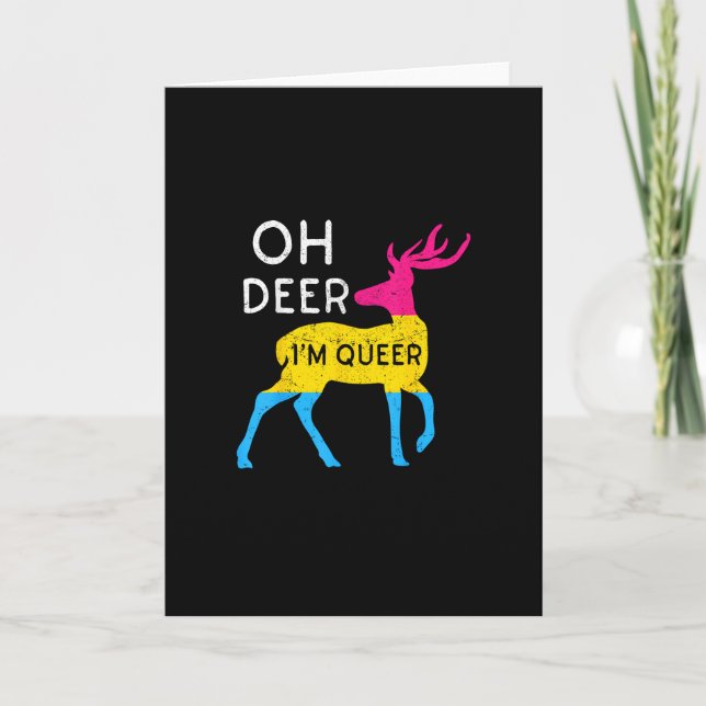 Cartão Oh Deer Queer Colorful Pride Flag Celebration (Frente)