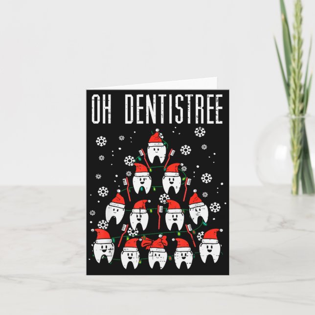 Cartão Oh Dentistree Christmas Tree Teeth Dentistry Denta (Frente)