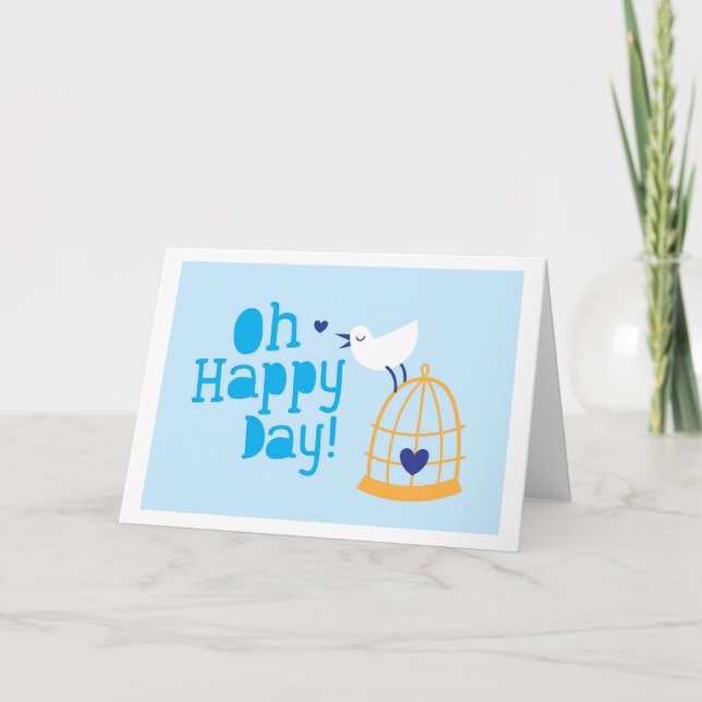 Cartão Oh Happy Day! with blue bird (Frente)
