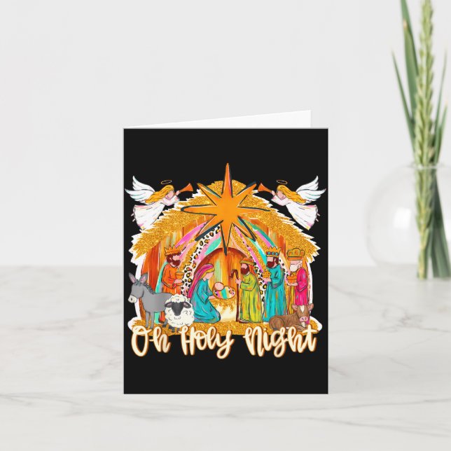 Cartão Oh Holy Night Christian Nativity Scene Christmas R (Frente)