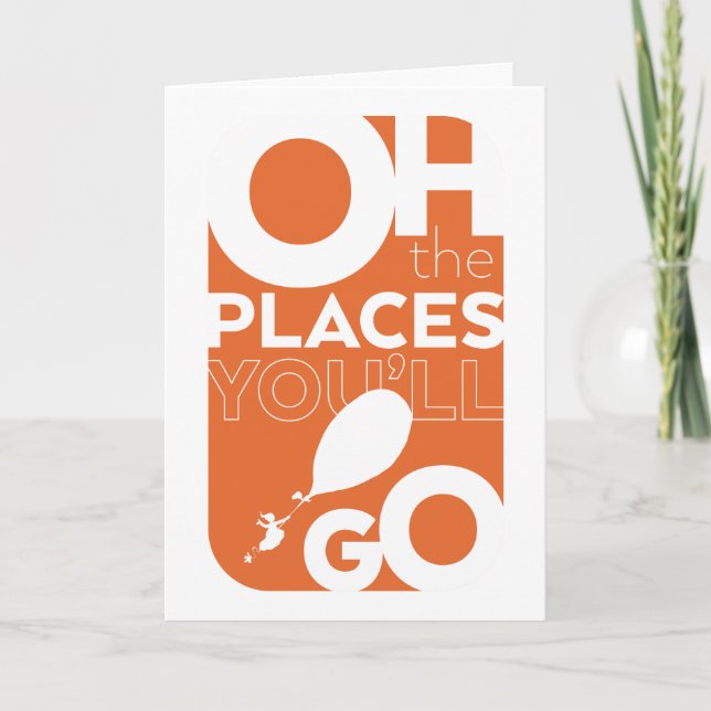 Cartão Oh, Os Lugares Que Você Vai! Tipegrafia Laranja (Frente)