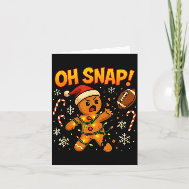 Cartão Oh Snap Funny Gingerbread Football Christmas Light (Frente)