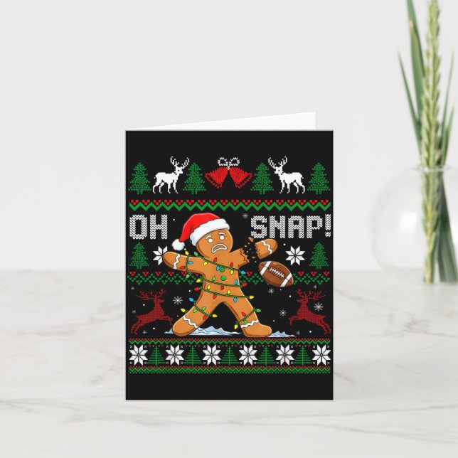 Cartão Oh Snap Funny Gingerbread Man Football Christmas P (Frente)