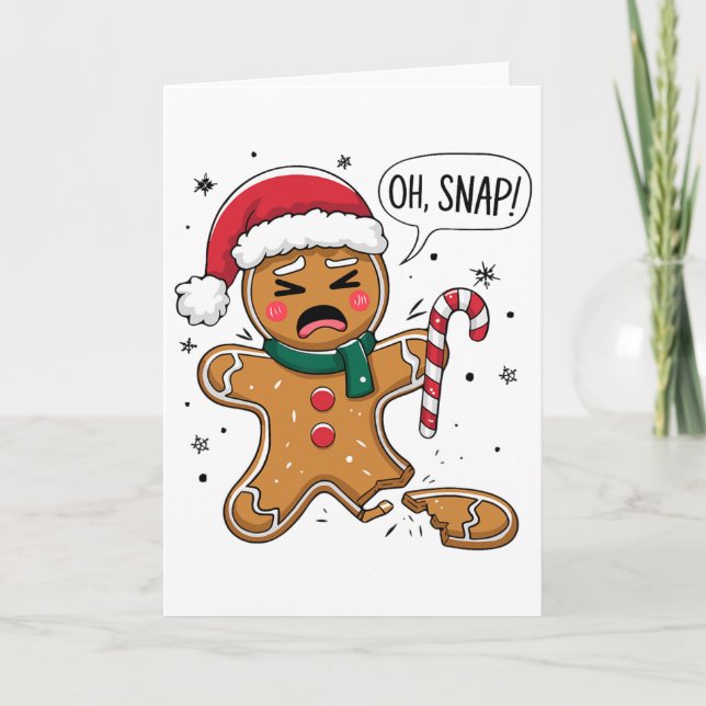 Cartão Oh Snap Gingerbread Man Cute Christmas Cookie King (Frente)