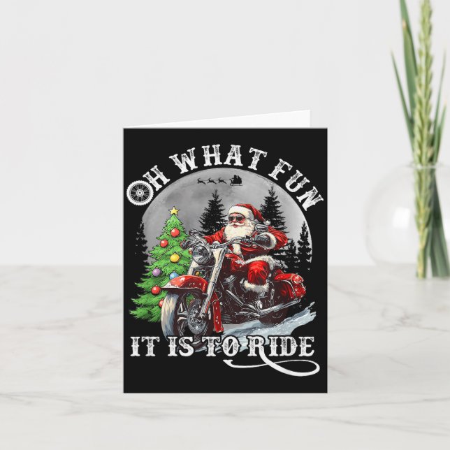 Cartão Oh What Fun It Is To Ride Funny Motorcycle Christm (Frente)