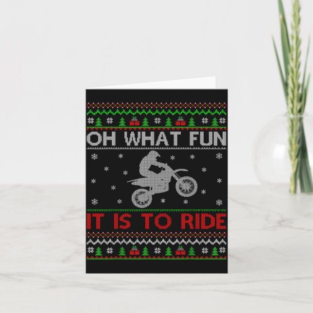 Cartão Oh What Fun It Is To Ride Xmas Ugly Motocross Chri (Frente)