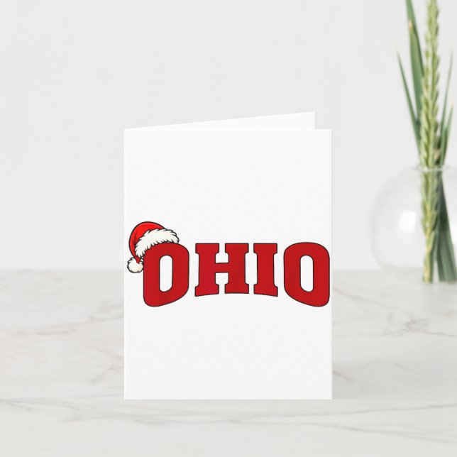 Cartão Ohio Christmas Santa Hat Retro Throwback Souvenir  (Frente)