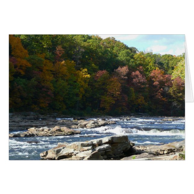 Cartão Ohiopyle River Rapids in Fall Pennsylvania Autumn (Frente Horizontal)