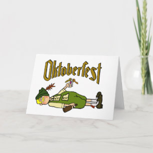 Cartão Oktoberfest Card with Drunk German on Floor
