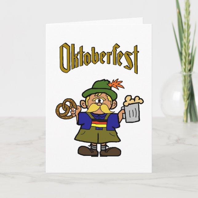 Cartão Oktoberfest Cartoon German Man Greeting Card (Frente)