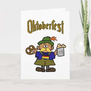 Cartão Oktoberfest Cartoon German Man Greeting Card