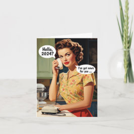 Cartão Olá, 2024: Notícias para Você Retro Ano Novo