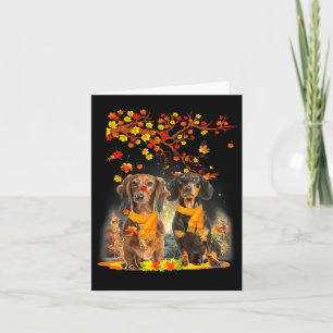 Cartão Olá Autumn Season Happy Ação de Graças Dachshund F