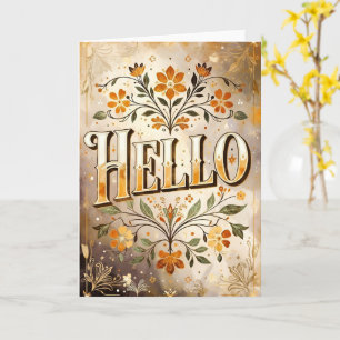 Cartão Olá, belo desenho floral,