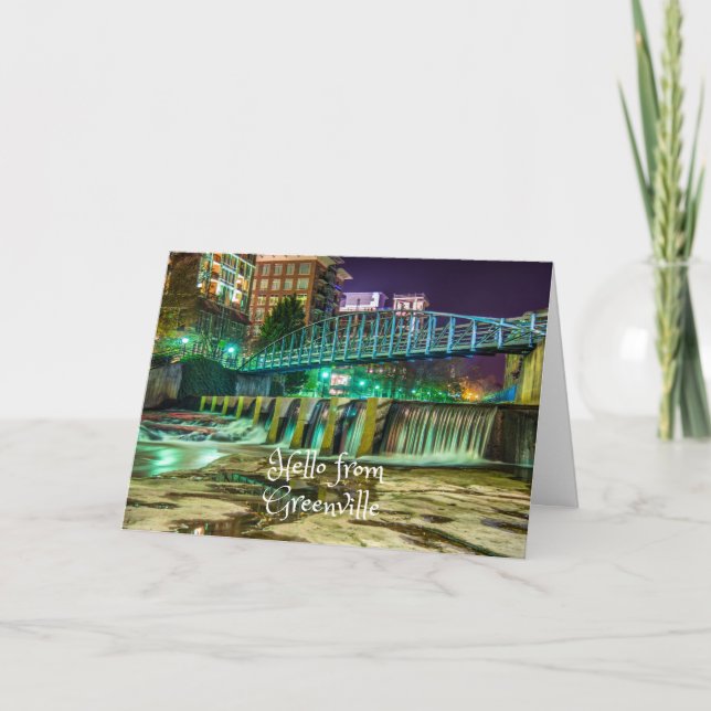 Cartão Olá De Greenville, Rio South Carolina Reedy (Frente)