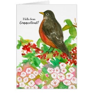 Cartão Olá do Connecticut American Robin State Bird