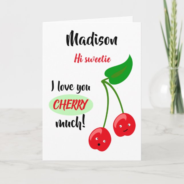 Cartão Olá docinho, eu te amo muito, muito, personalizado (Frente)