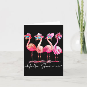 Cartão Olá Flamingo de Verão Vibrações de Praia Férias Tr
