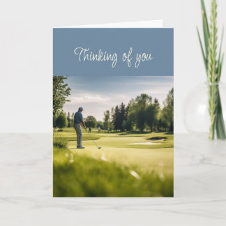 Cartão Olá, pensando em você Golfer no campo de golfe