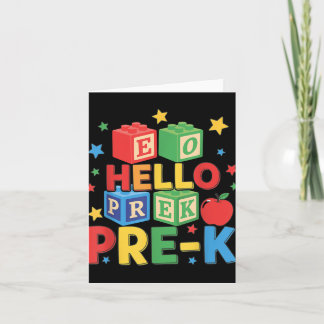 Cartão Olá, Pré-k. Feliz Primeiro Dia De Volta À Escola C