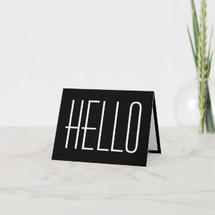 Cartão Olá Tipografia Minimalista Simples Preto e Branco