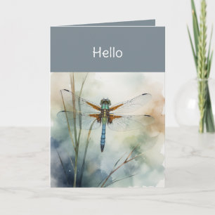 Cartão Olá, Watercolor Dragonfly Art