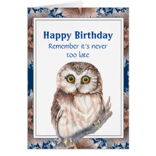 Cartão Old Age Funny Birthday  Cute Little Owl Bird