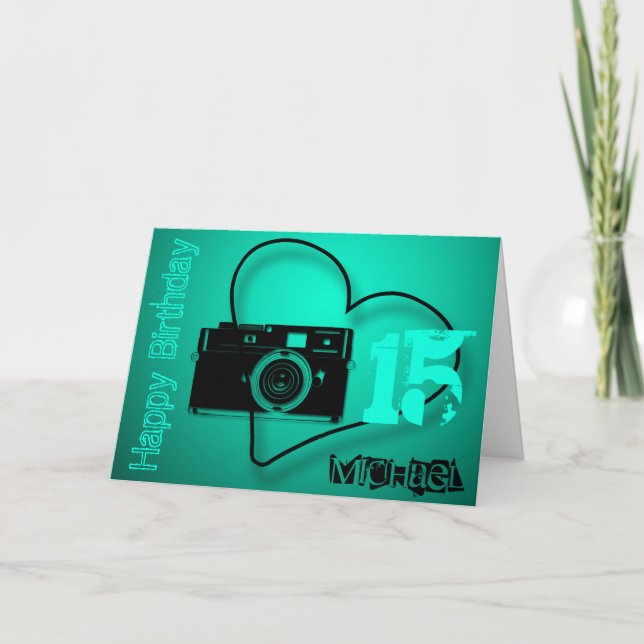 Cartão Old Camera 15th Birthday personalized Card (Frente)