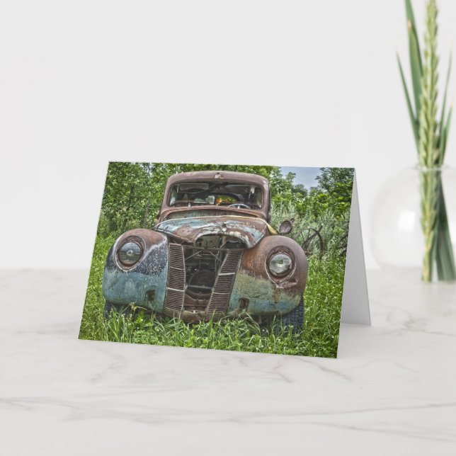 Cartão Old car birthday card (Frente)