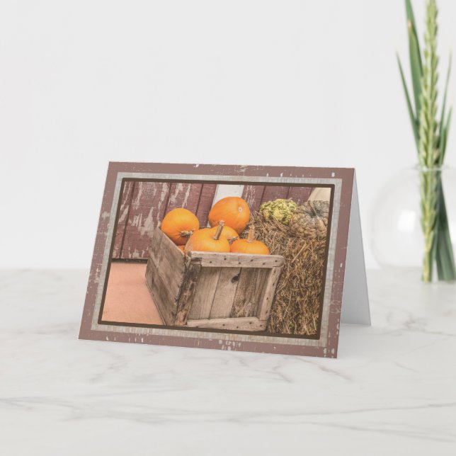 Cartão Old Crate Full of Pumpkins Fall Notecard (Frente)