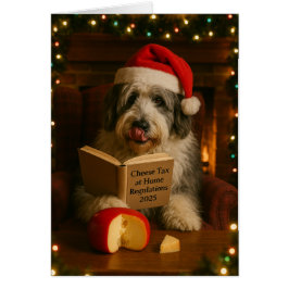 Cartão Old English Sheepdog 'Cheese Tax' Christmas card