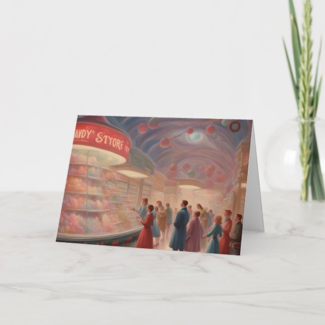 Cartão Old Fashioned Candy store at Christmas (Frente)