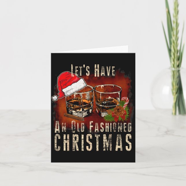 Cartão Old Fashioned Whiskey Christmas - Bourbon Tail Dri (Frente)